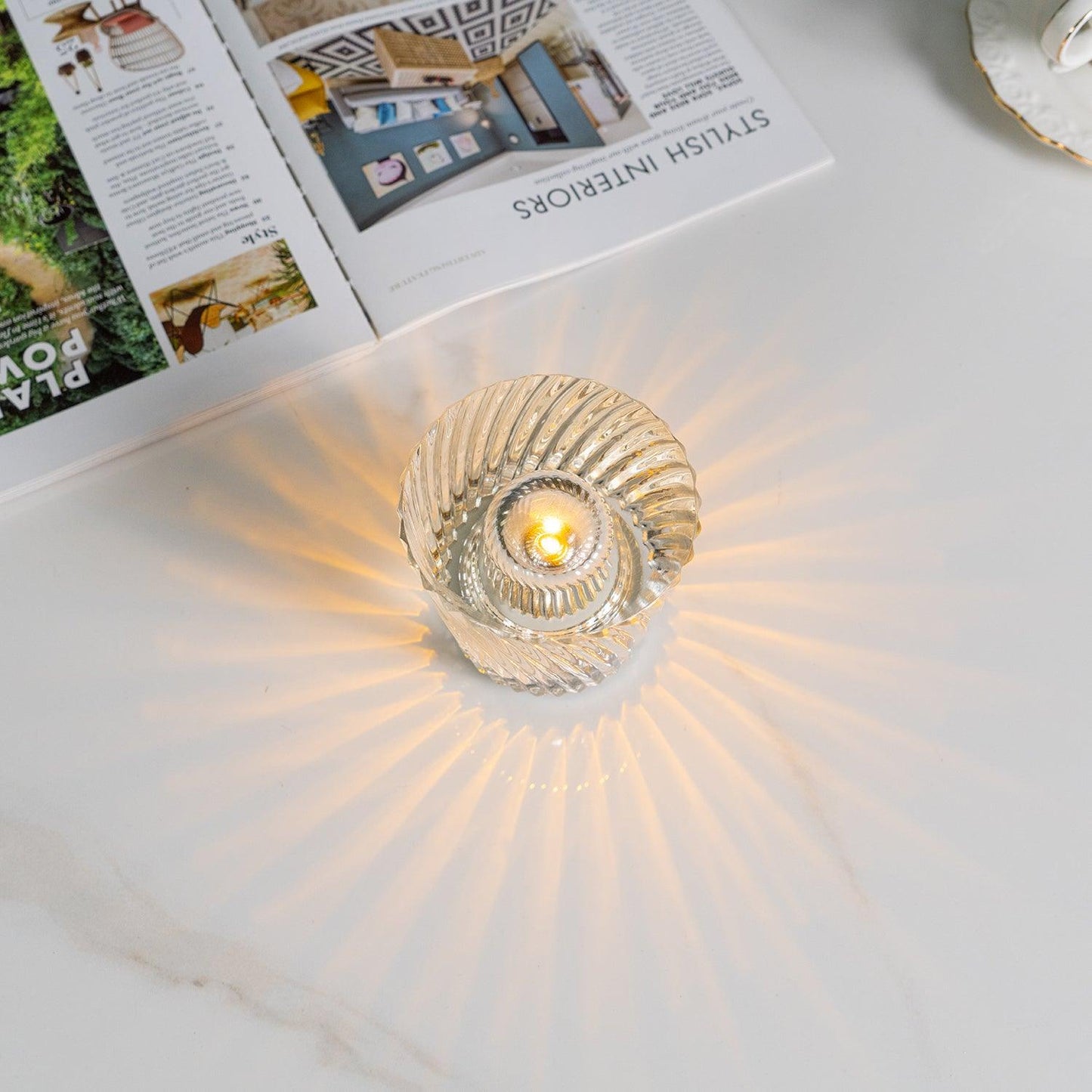 Diamond-Cut Crystal Table Lamp With Faceted Prism Shade