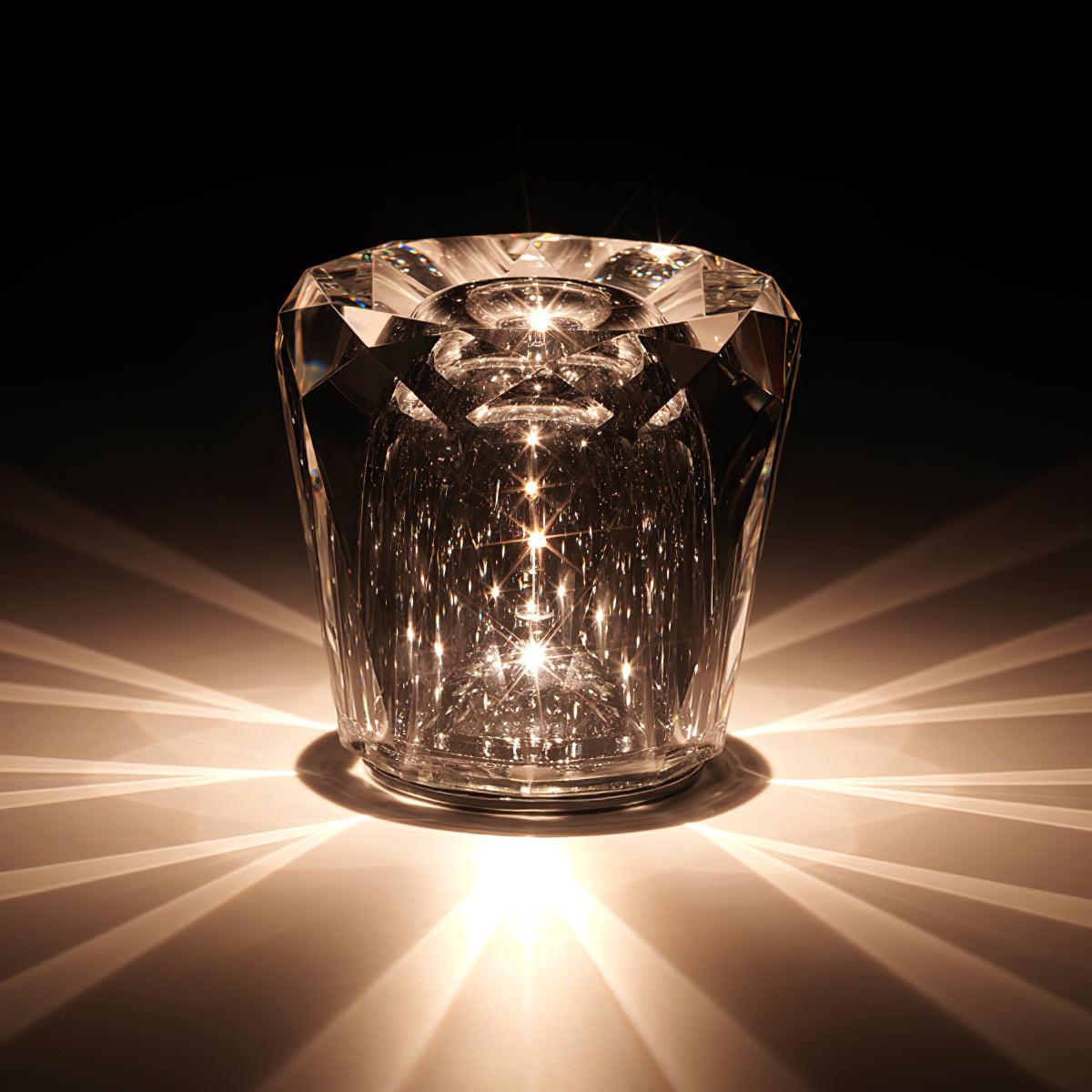 Diamond-Cut Crystal Table Lamp With Faceted Prism Shade