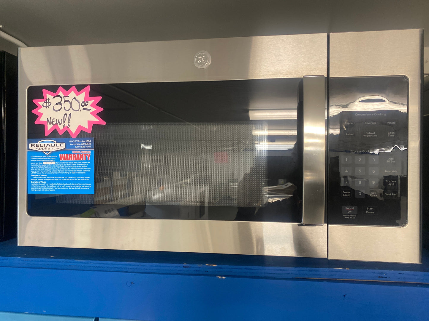 New!! GE Stainless Steel 30” Over-the-Range Microwave