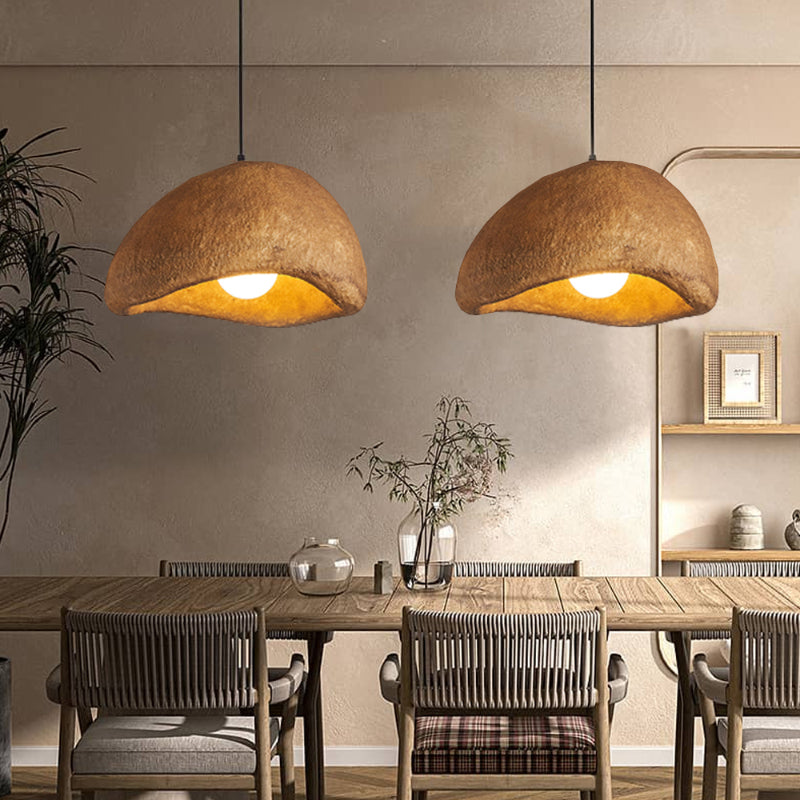 Coffee Cloud Textured Resin Pendant Light with Adjustable Cord