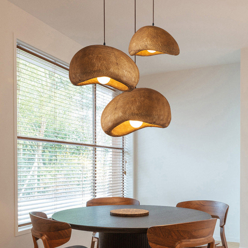 Coffee Cloud Textured Resin Pendant Light with Adjustable Cord