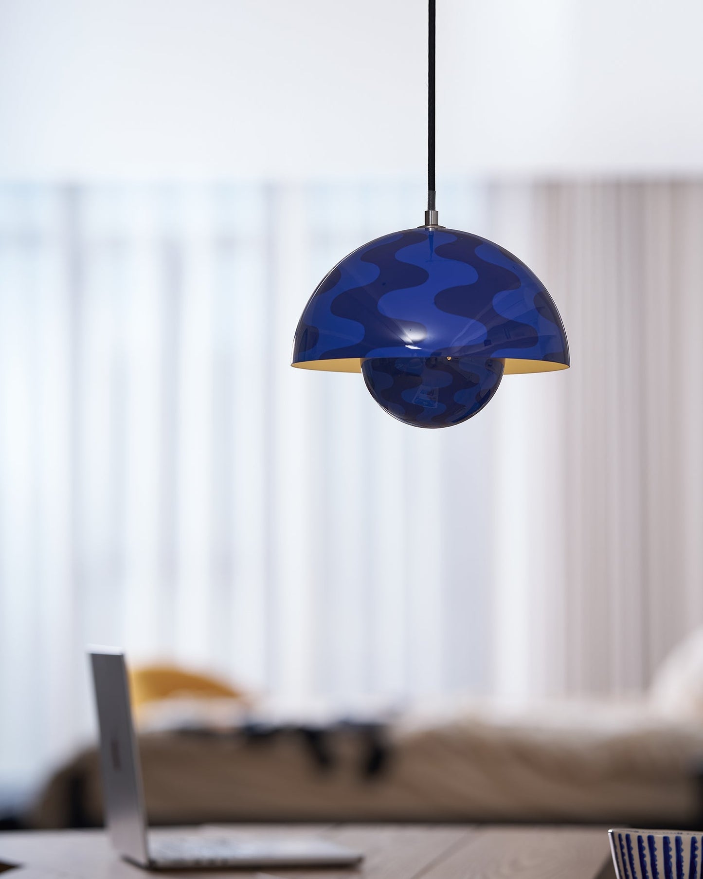 Dome Shade Pendant Light With Floating Globe Diffuser