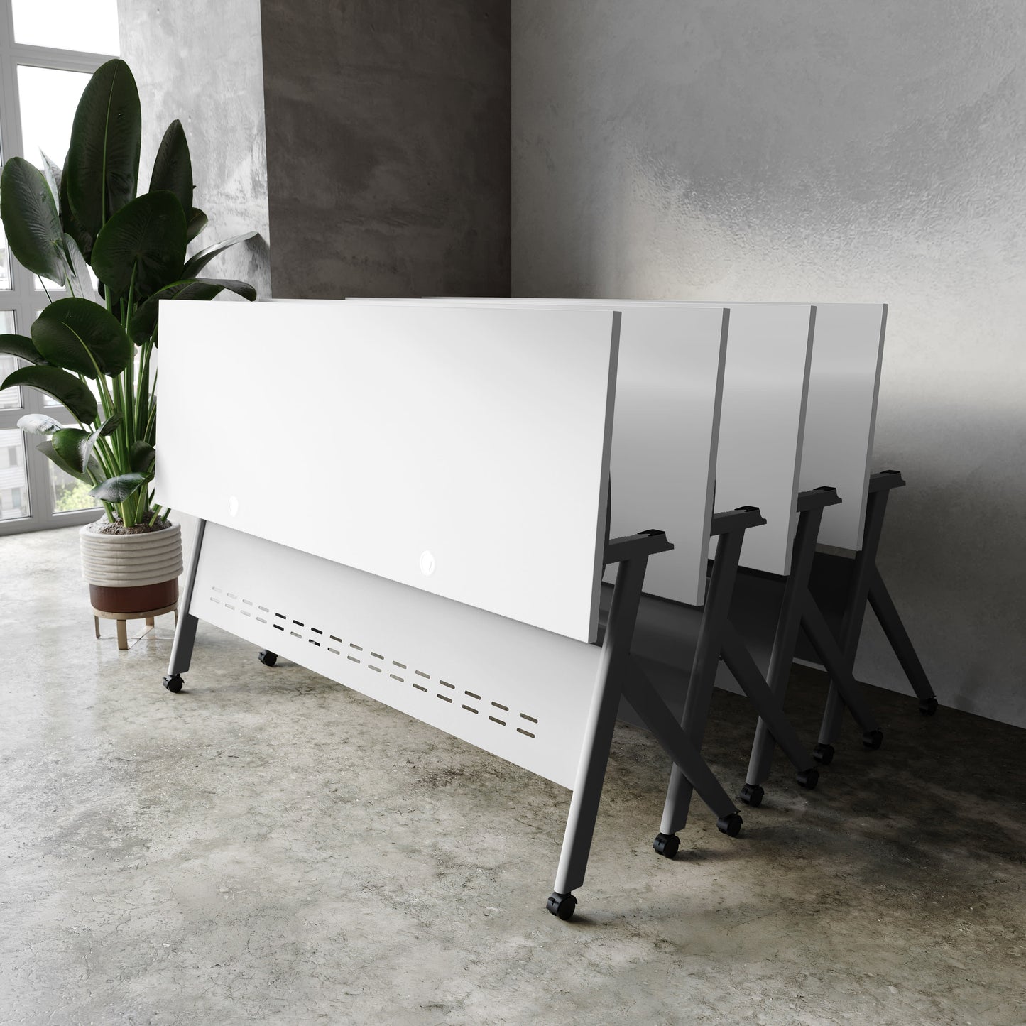 Davis Commercial Grade Heavy-Duty Nesting Flip Training Table with Y-Legs, Modesty Panel, Tabletop, and Frame