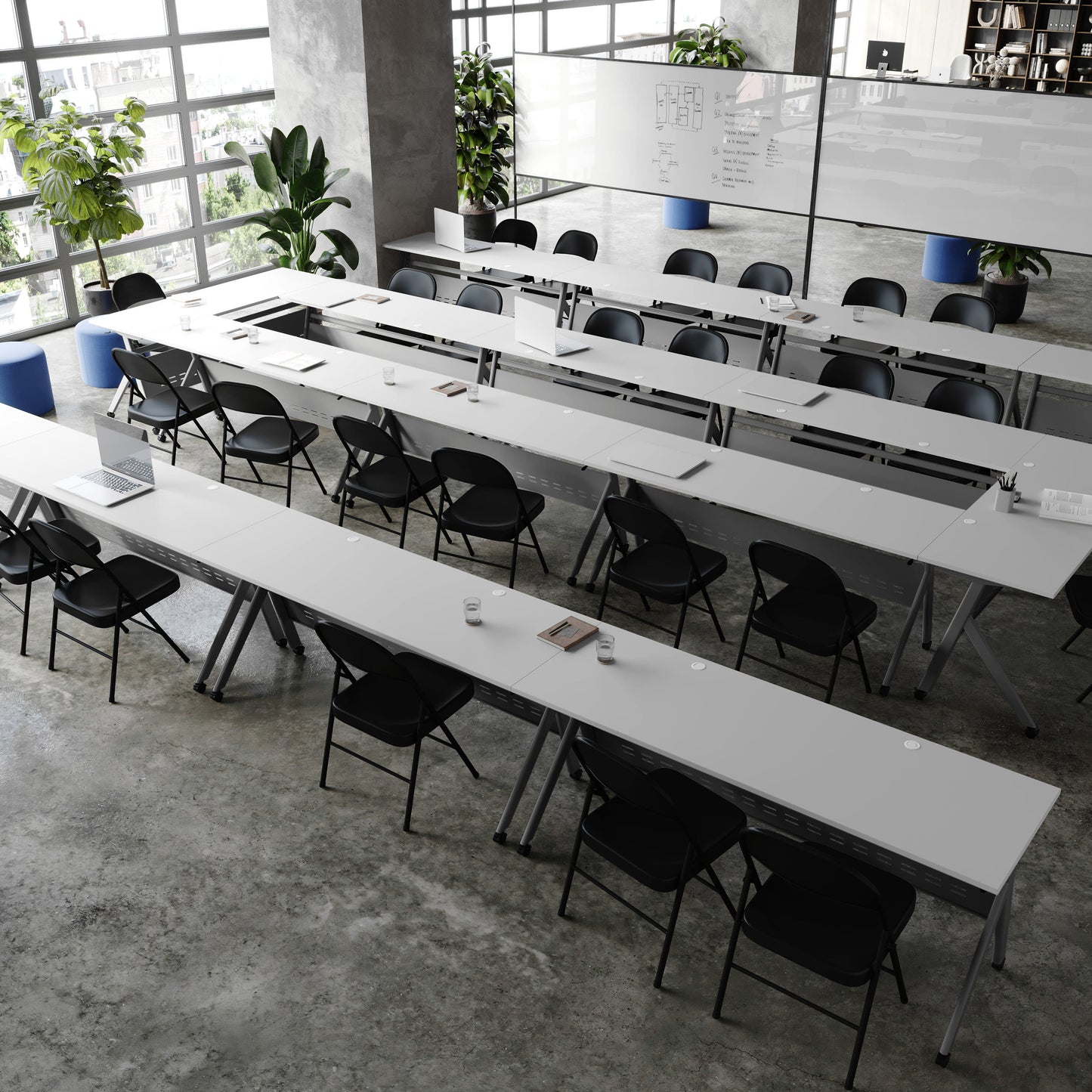 Davis Commercial Grade Heavy-Duty Nesting Flip Training Table with Y-Legs, Modesty Panel, Tabletop, and Frame