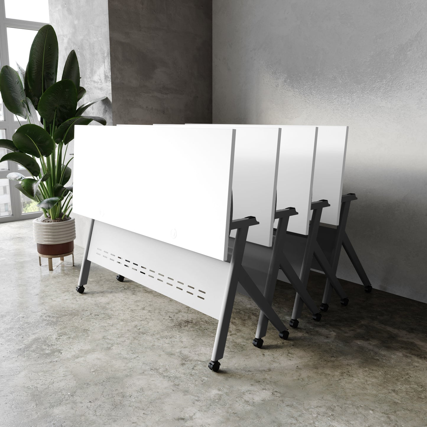 Davis Commercial Grade Heavy-Duty Nesting Flip Training Table with Y-Legs, Modesty Panel, Tabletop, and Frame