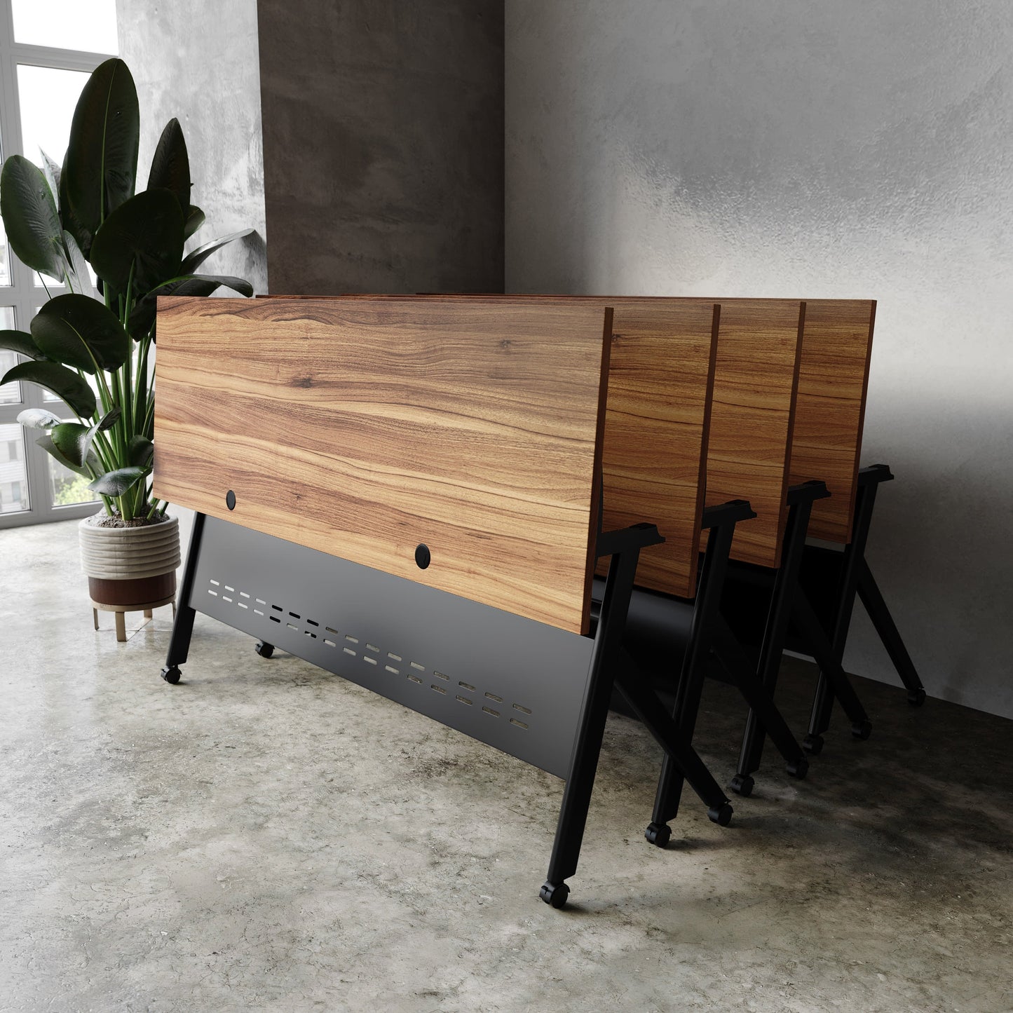 Davis Commercial Grade Heavy-Duty Nesting Flip Training Table with Y-Legs, Modesty Panel, Tabletop, and Frame