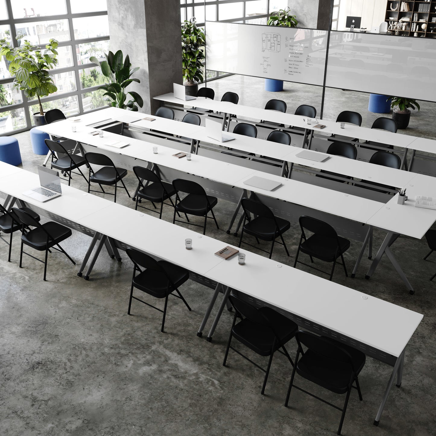 Davis Commercial Grade Heavy-Duty Nesting Flip Training Table with Y-Legs, Modesty Panel, Tabletop, and Frame