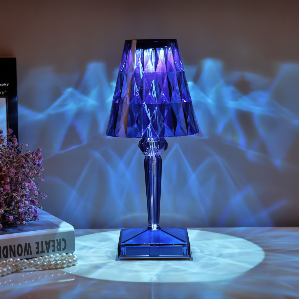 LED Table Lamp Rechargeable Cordless Diamond Design Ambient Light