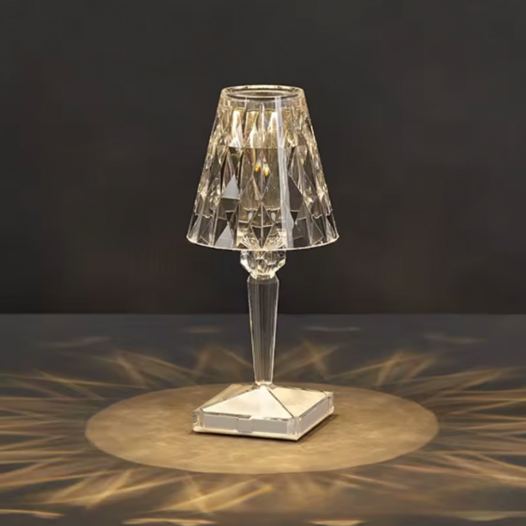 LED Table Lamp Rechargeable Cordless Diamond Design Ambient Light
