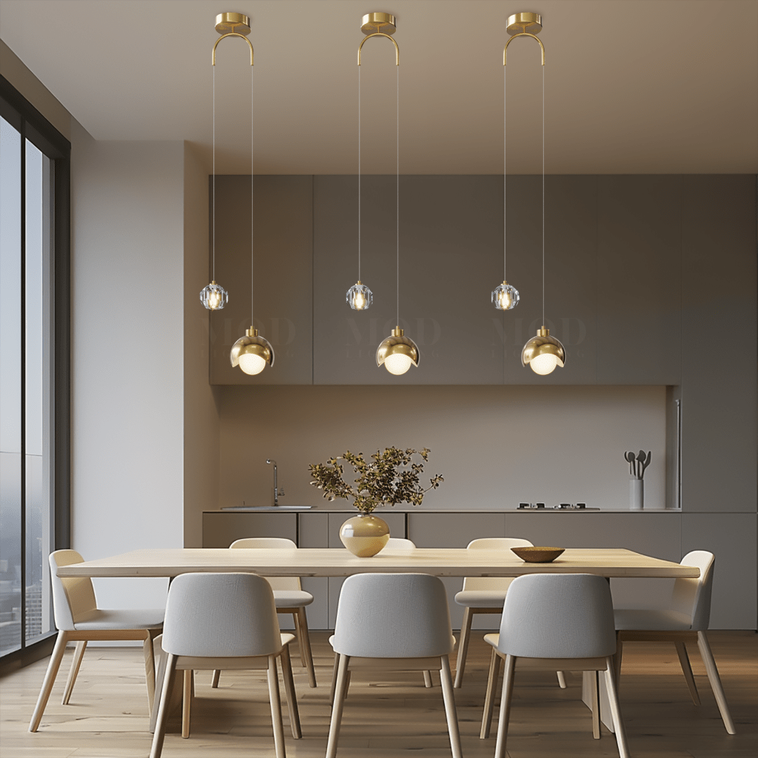 Dual-Drop Pendant Light With Globe Shade And Crystal Accent