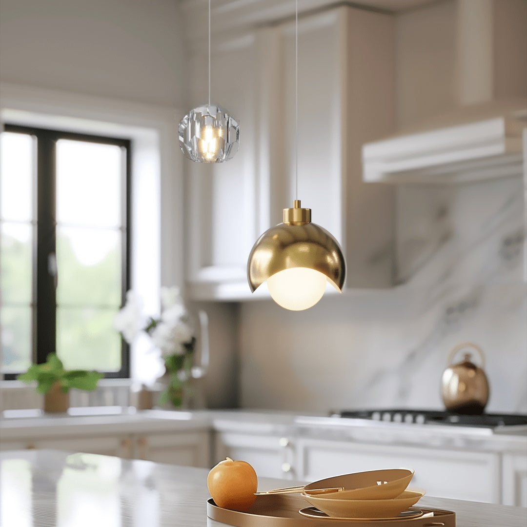 Dual-Drop Pendant Light With Globe Shade And Crystal Accent