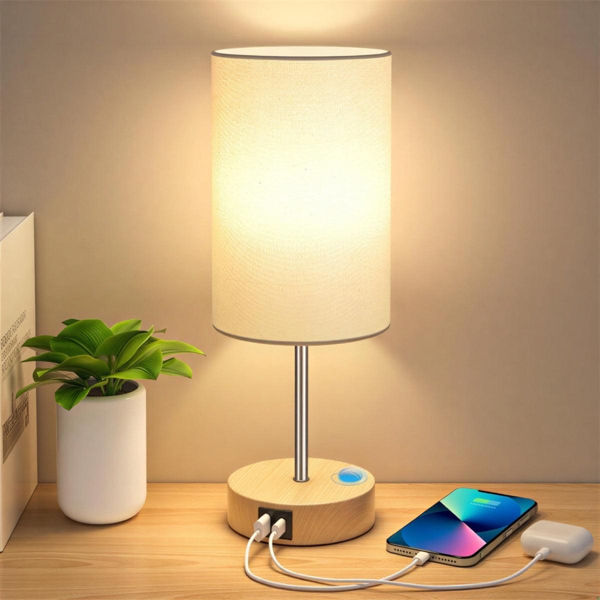 Table Lamp, Touch Control, USB Charging Ports, 3 Level Dimming
