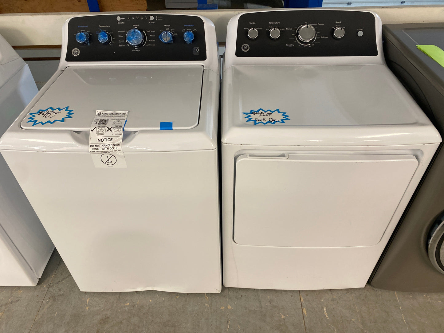 GE Top Load Washer & 7.0 cu. ft. Natural Gas Dryer