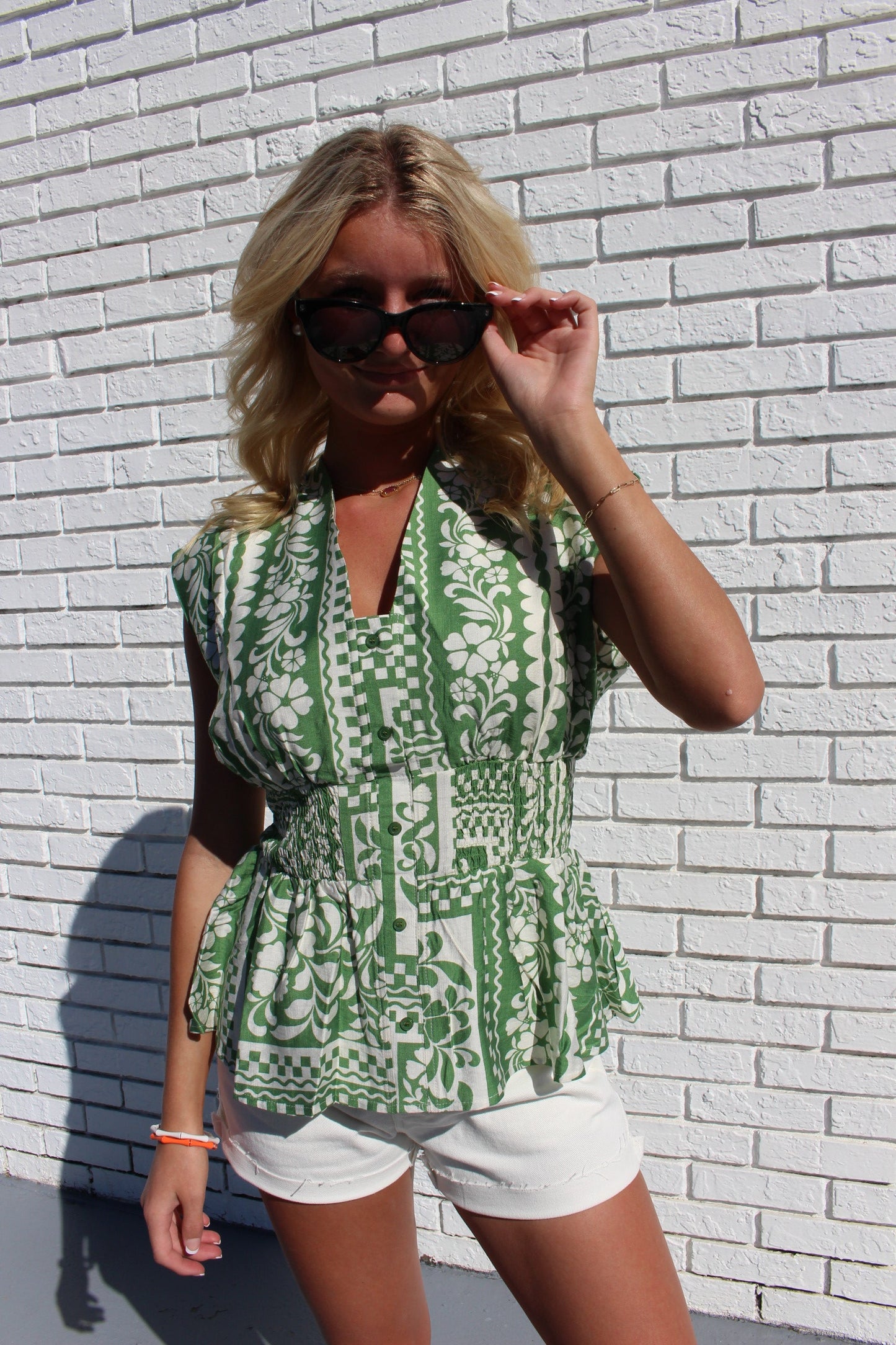 Scarlett Flower Border Printed Sleeveless Top