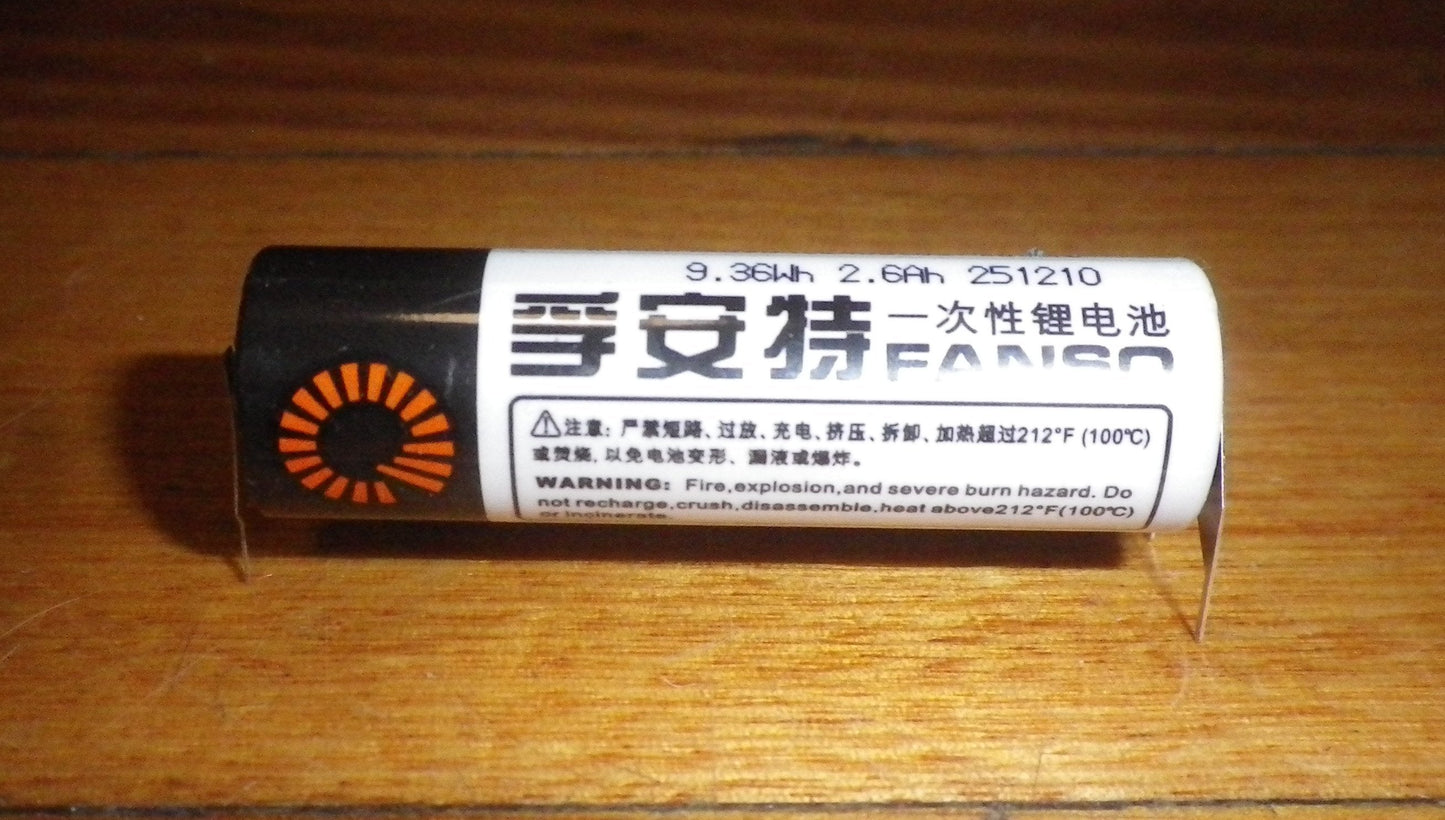 Fanso 3.6Volt AA Lithium Battery with PCB Mount Terminals - Part # ER14505H/3PF