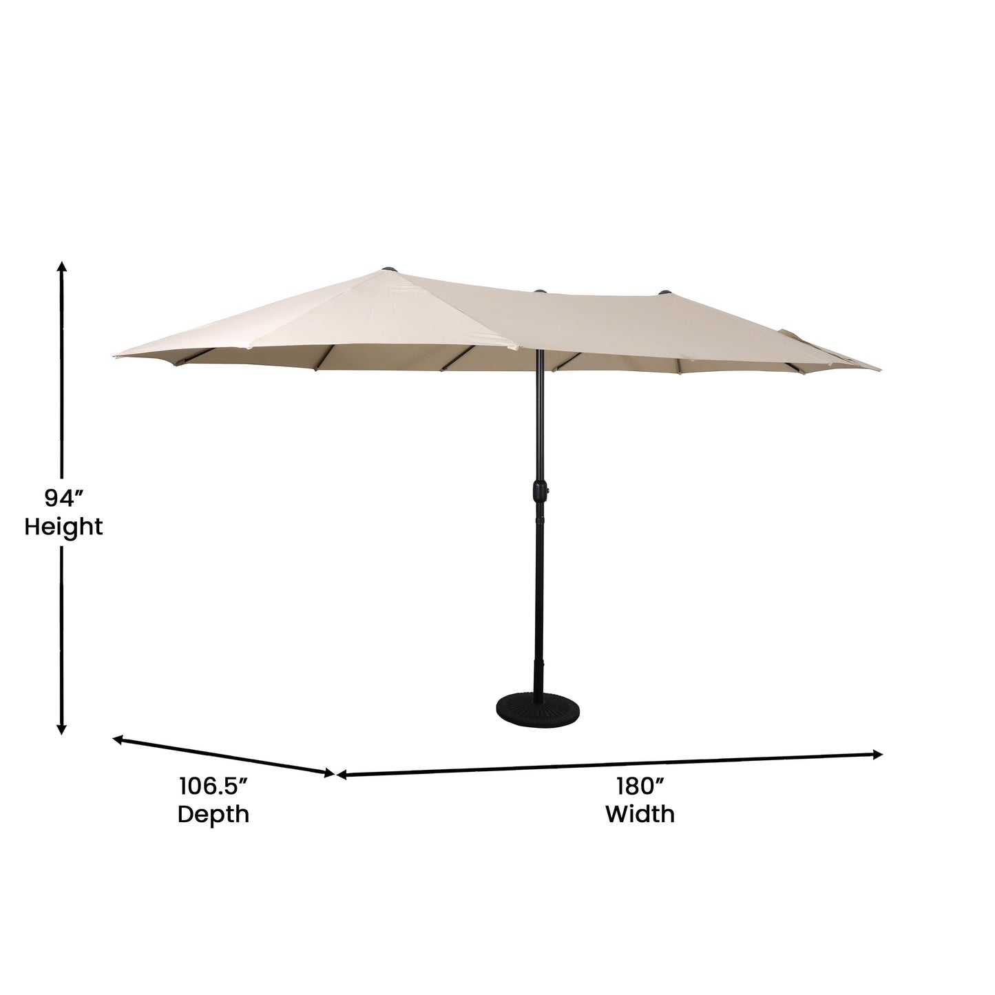 Elizabeth Commercial Grade 15 FT Triple Head Patio Umbrella with Easy Lift Crank Functionality
