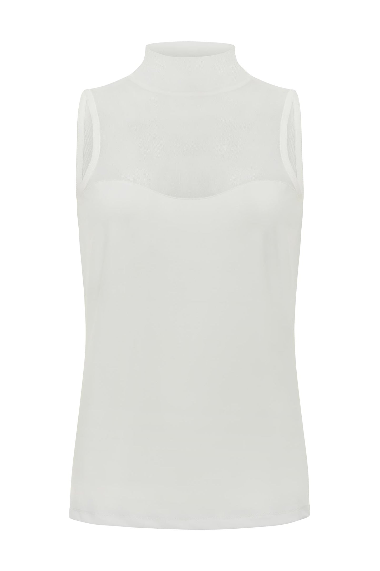 Ellen Sleeveless Mesh Mockneck Top