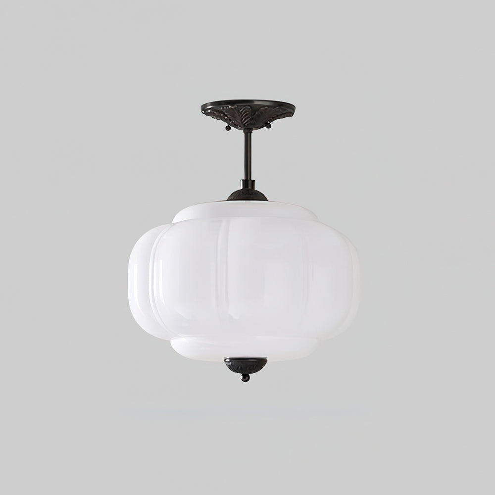 Sculpted Glass Ceiling Light With Brass Accents