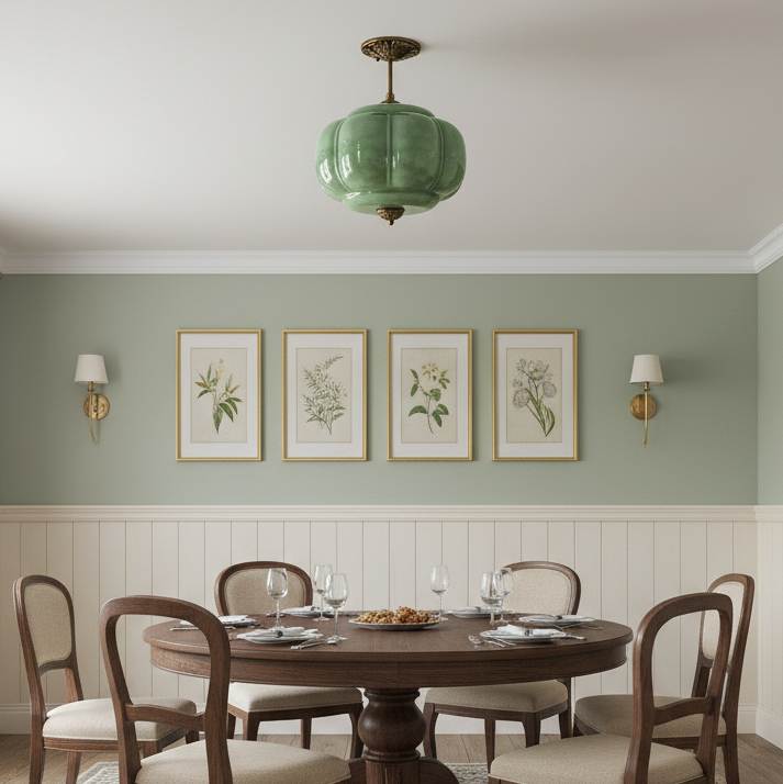 Sculpted Glass Ceiling Light With Brass Accents