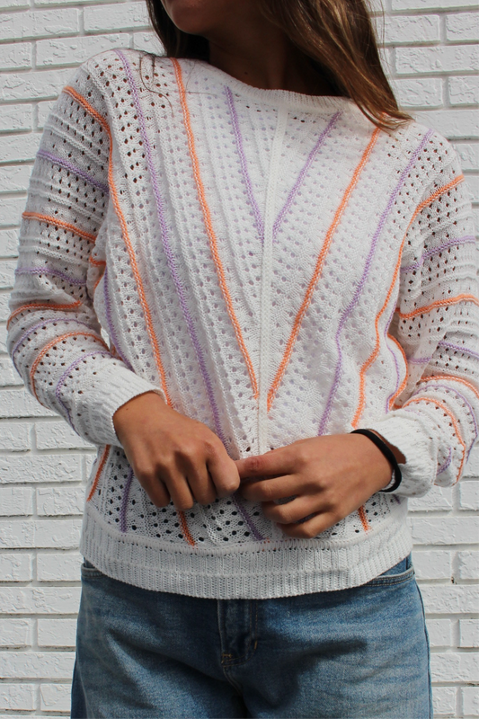 Myra Wide Neck Crochet Sweater