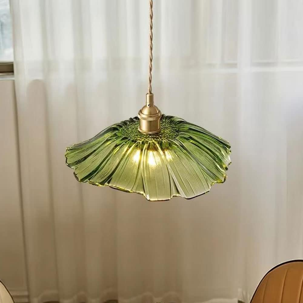 Retro Glass Pendant Light with Fluted Shade