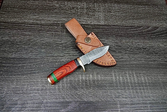 6” custom handmade Damascus steel with finger guard
