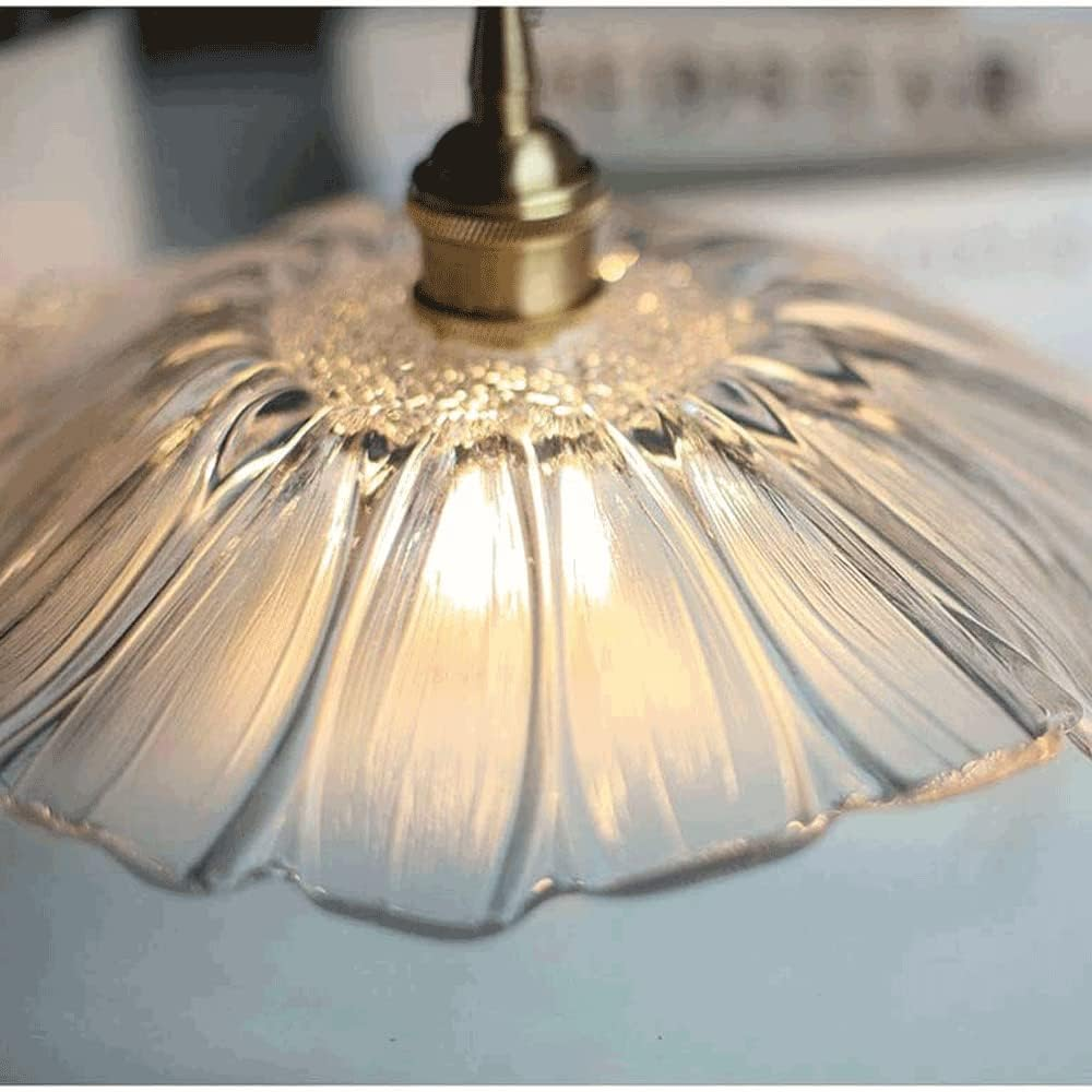 Retro Glass Pendant Light with Fluted Shade