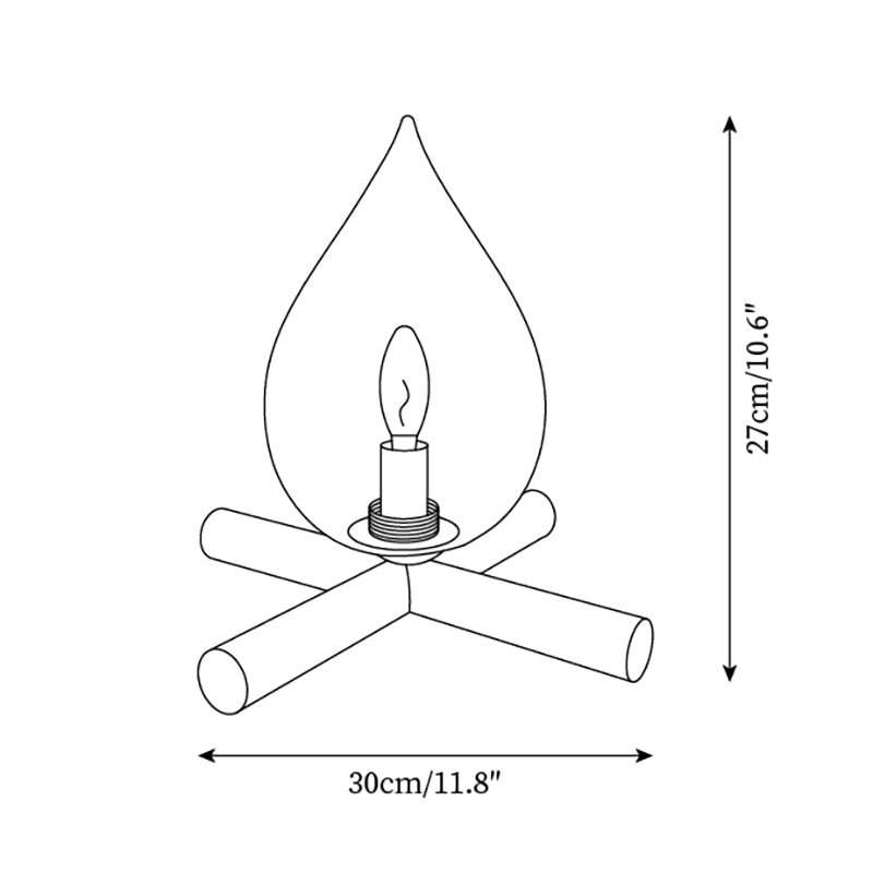 Flame-Inspired Glass Table Lamp With Wooden Cross Base