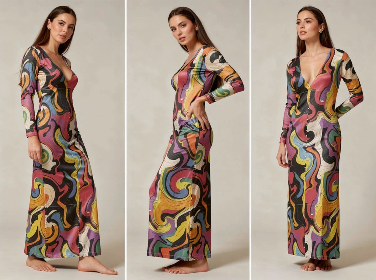 Painted Earth Long Cardigan — Artistic Print Button-Down Duster