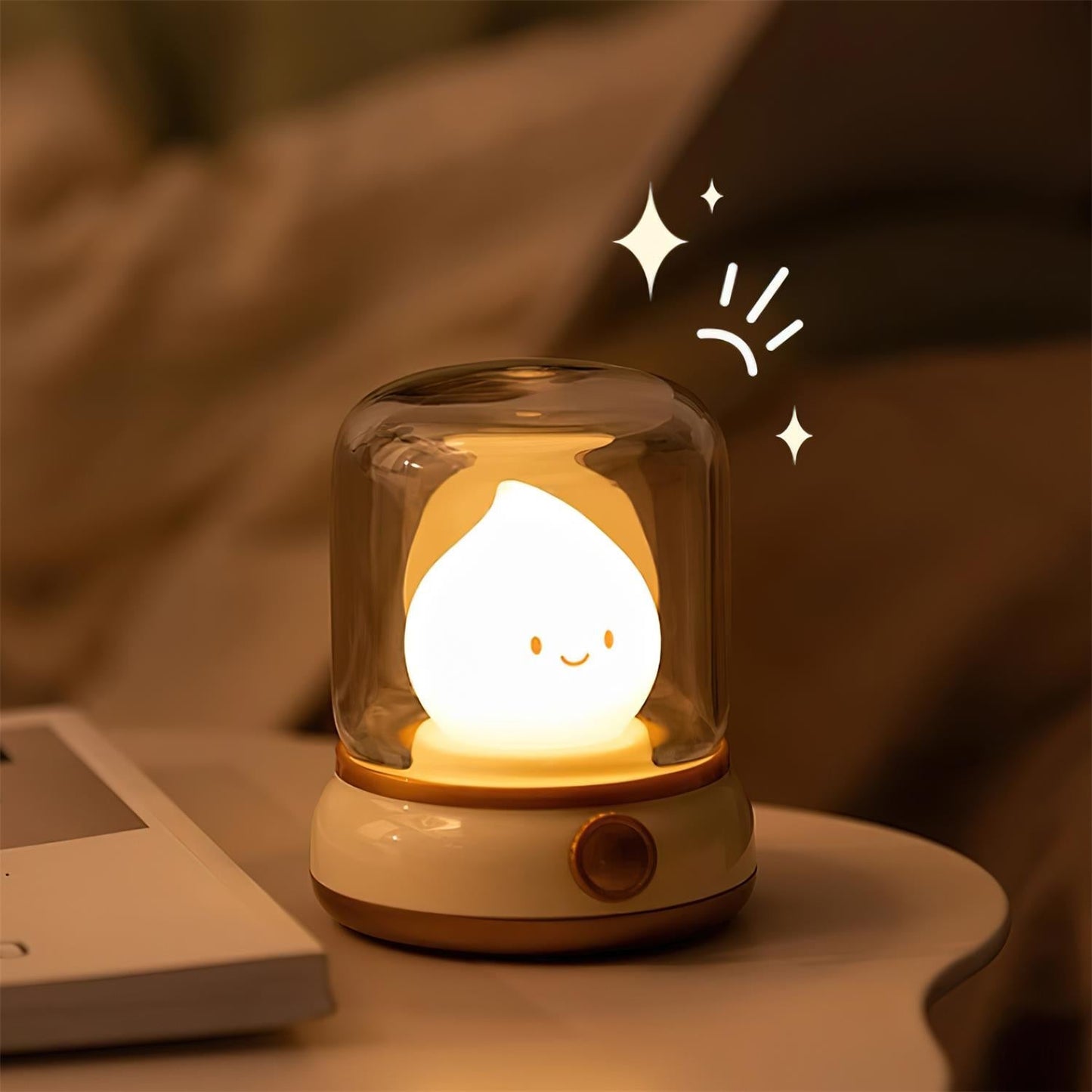 Flame-Effect LED Bedside Table Lamp With Soft Ambient Glow