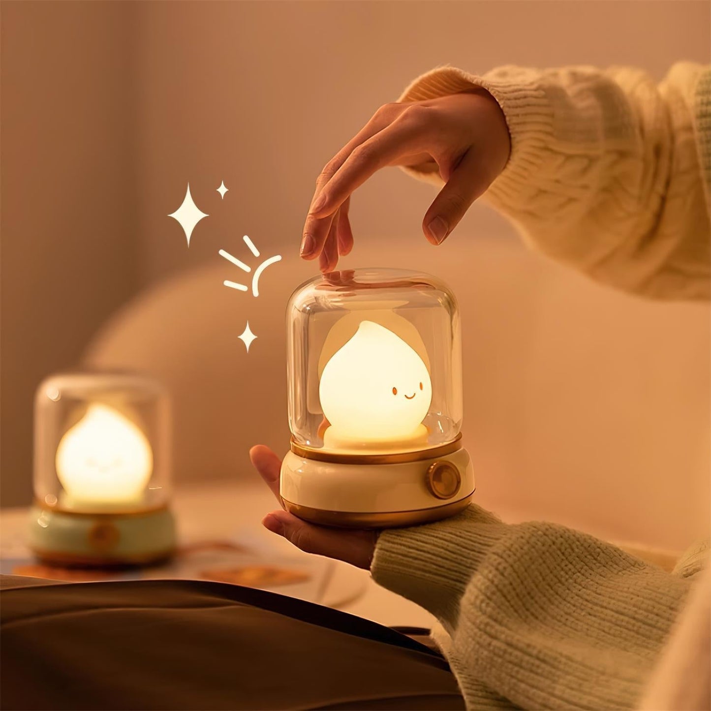 Flame-Effect LED Bedside Table Lamp With Soft Ambient Glow