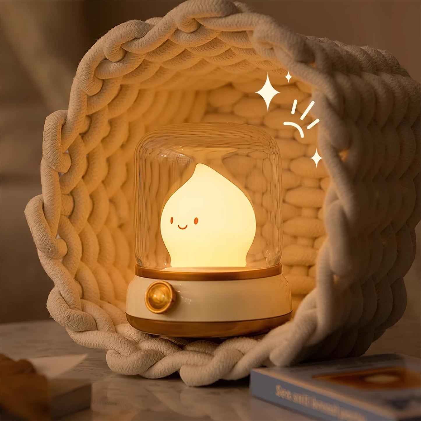 Flame-Effect LED Bedside Table Lamp With Soft Ambient Glow