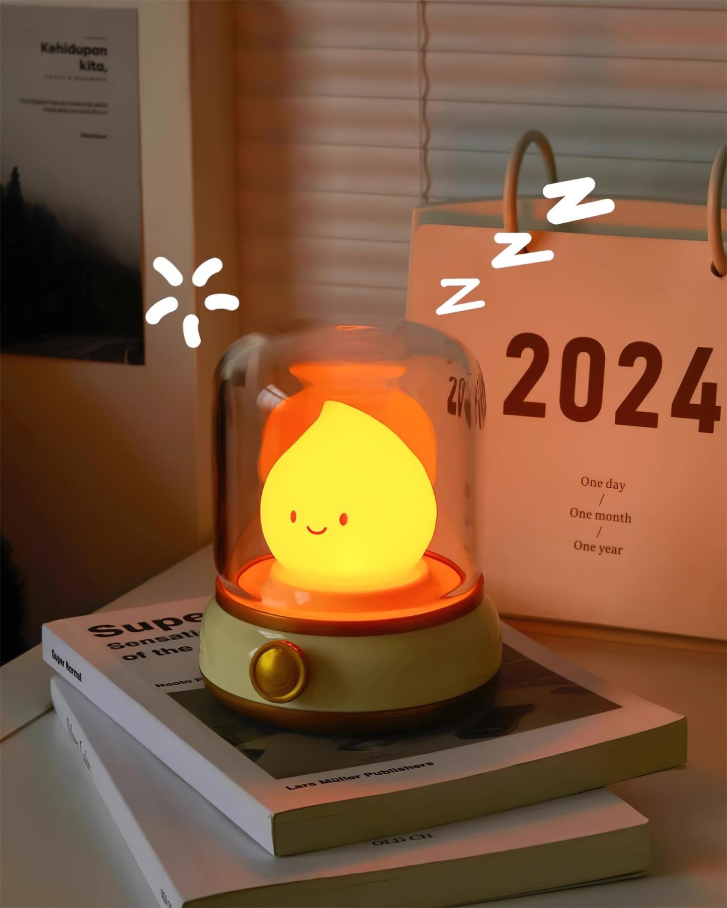 Flame-Effect LED Bedside Table Lamp With Soft Ambient Glow