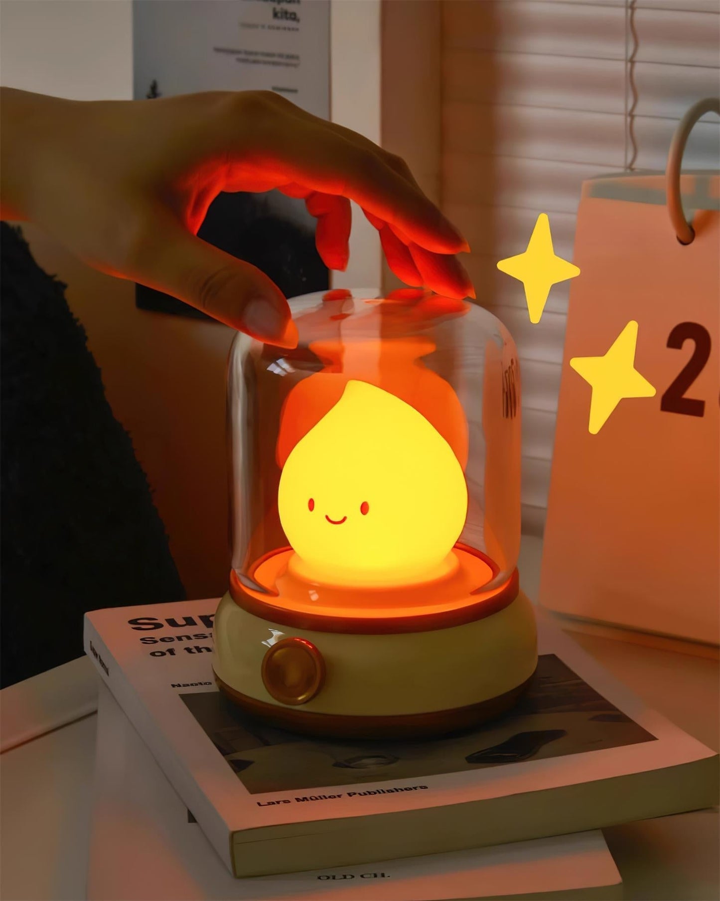 Flame-Effect LED Bedside Table Lamp With Soft Ambient Glow