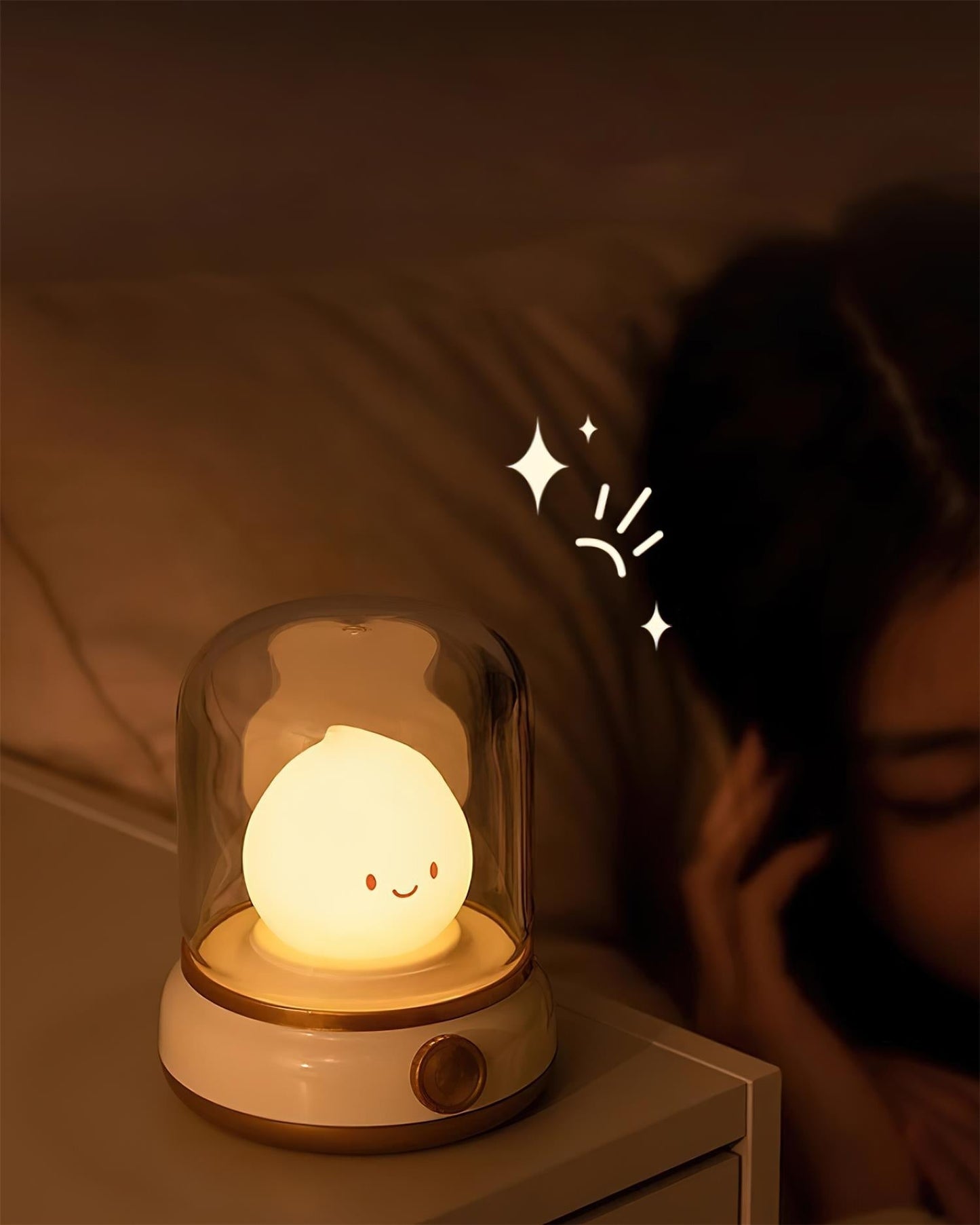 Flame-Effect LED Bedside Table Lamp With Soft Ambient Glow