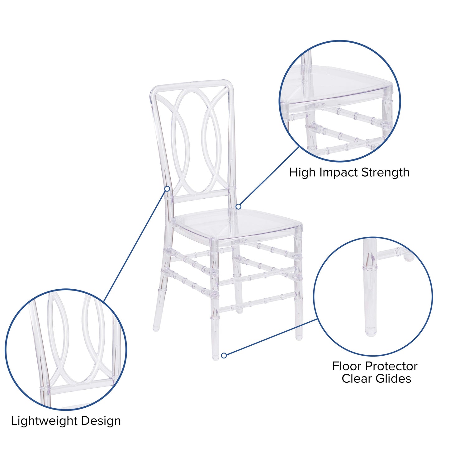 Flash Elegance Transparent Stacking Chair with Designer Back - Event Chair - UV Resistant