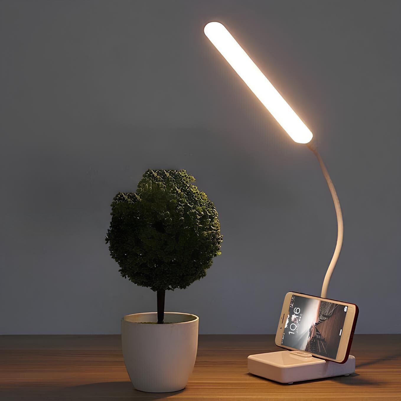 Desk Lamp USB Rechargeable Flexible Arm Dimmable LED Reading Light