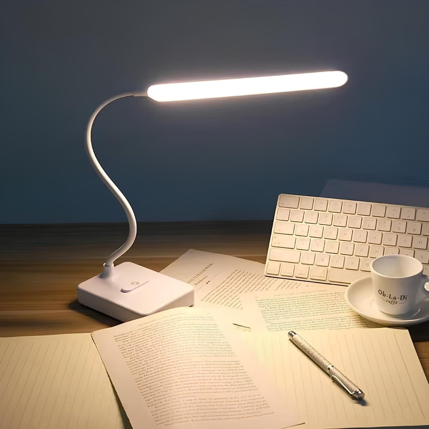 Desk Lamp USB Rechargeable Flexible Arm Dimmable LED Reading Light