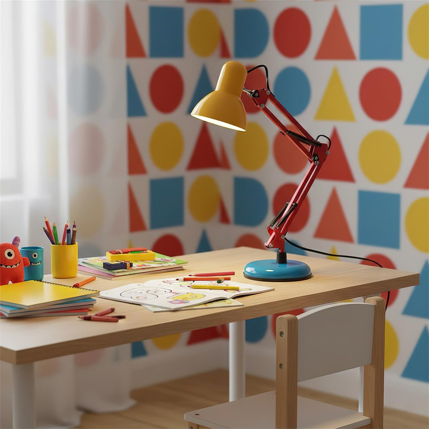 Adjustable Articulating Arm Table Lamp With Conical Shade