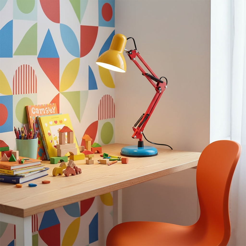 Adjustable Articulating Arm Table Lamp With Conical Shade