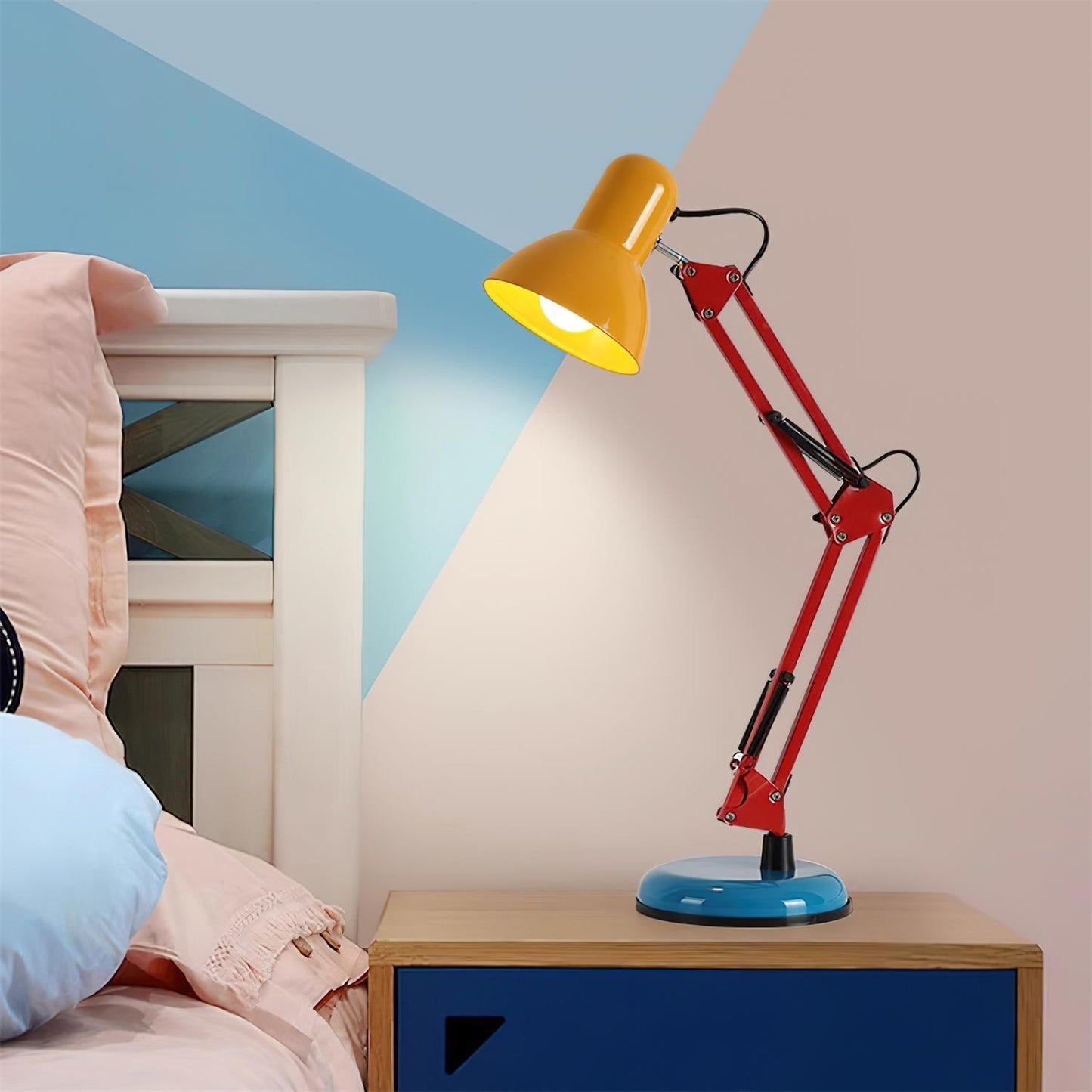 Adjustable Articulating Arm Table Lamp With Conical Shade