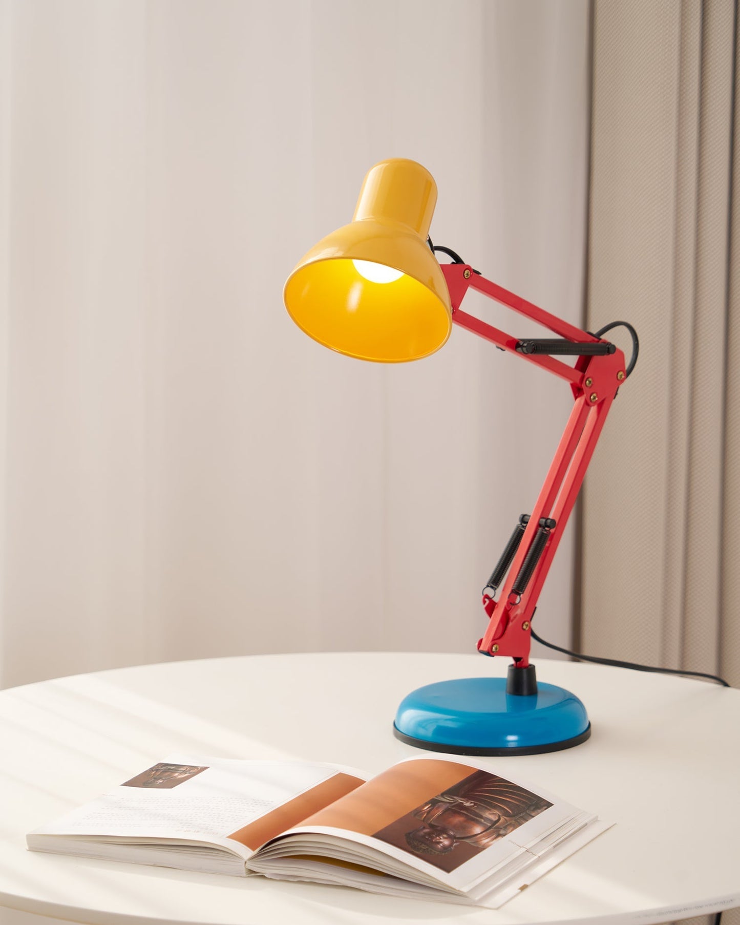 Adjustable Articulating Arm Table Lamp With Conical Shade