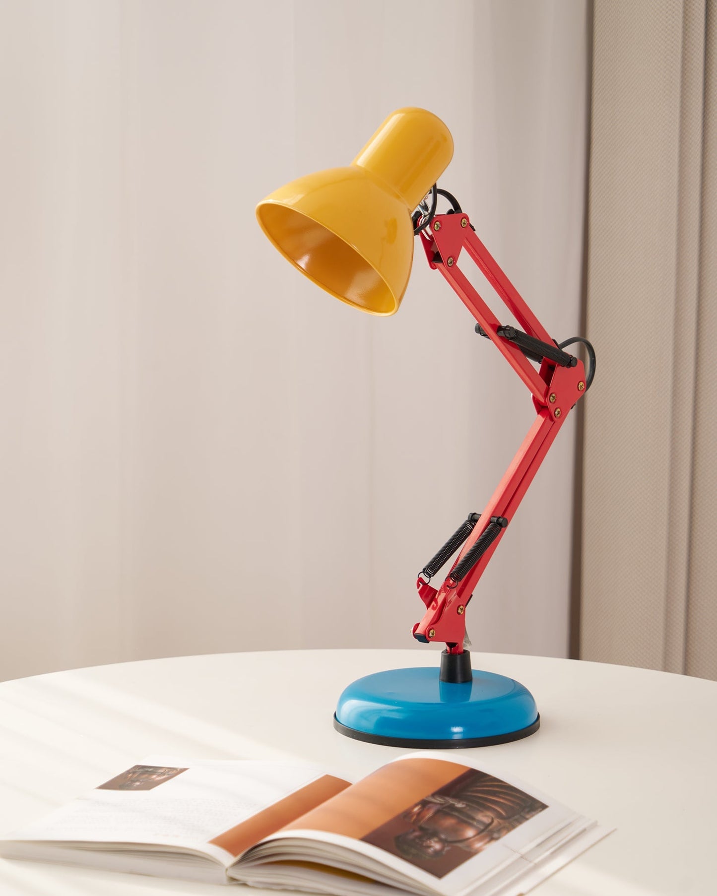 Adjustable Articulating Arm Table Lamp With Conical Shade