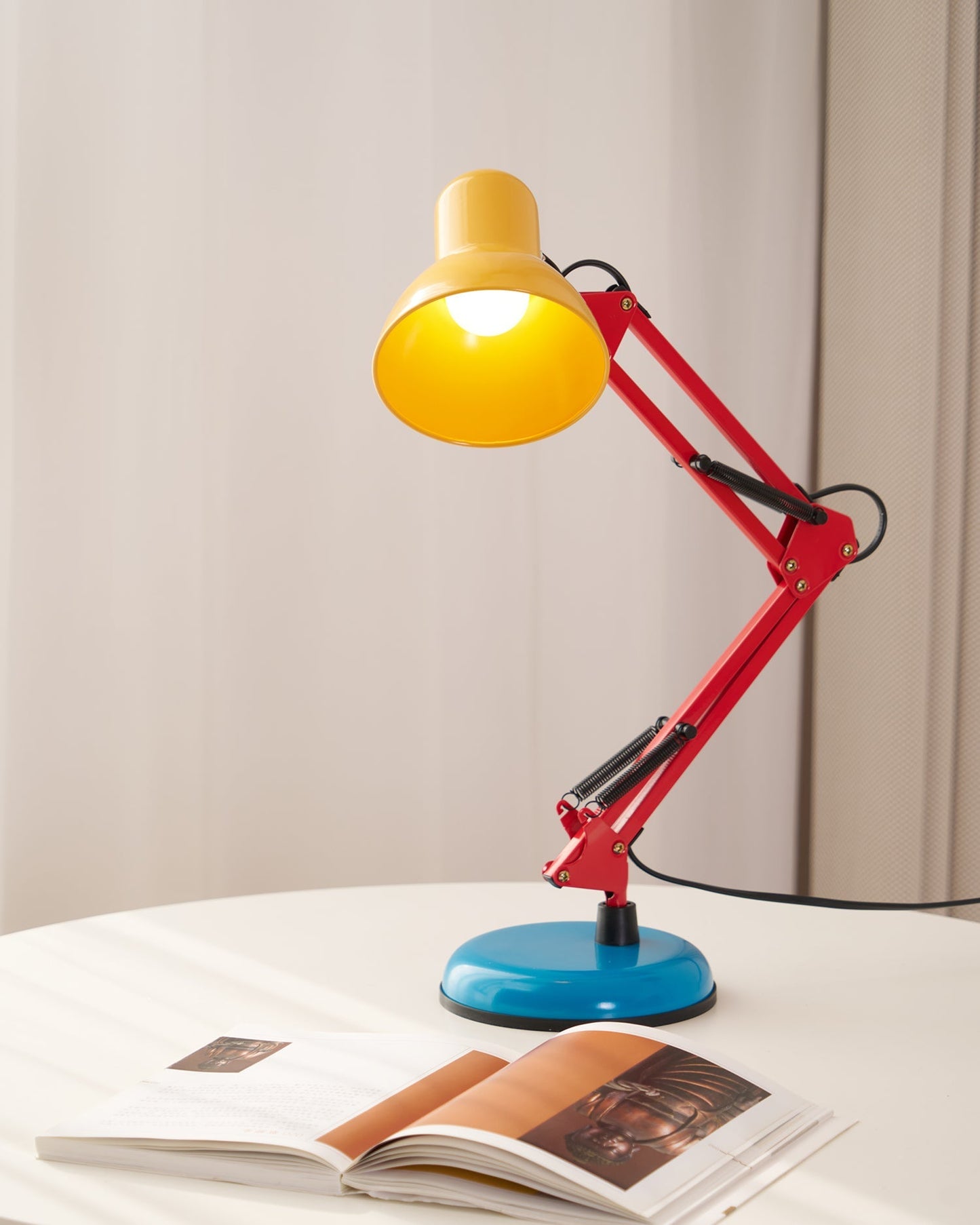 Adjustable Articulating Arm Table Lamp With Conical Shade