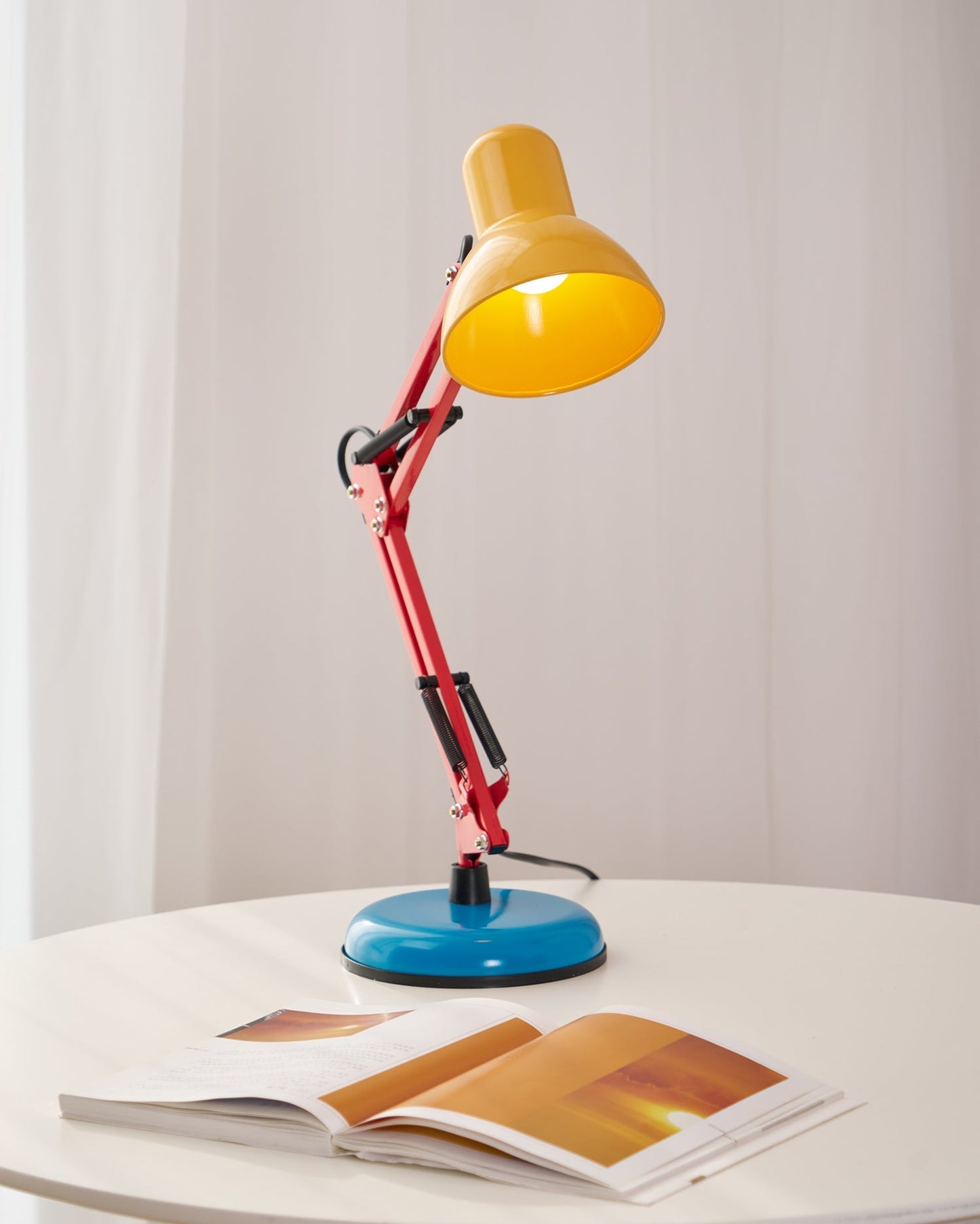 Adjustable Articulating Arm Table Lamp With Conical Shade