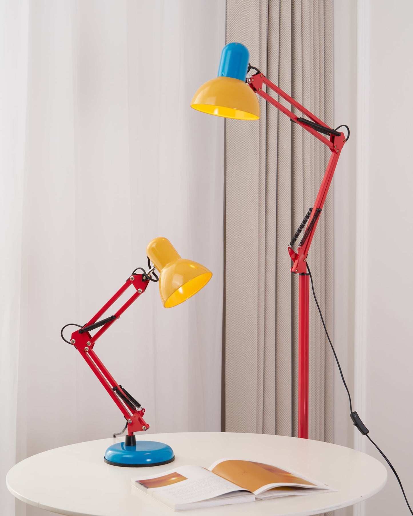 Adjustable Articulating Arm Table Lamp With Conical Shade