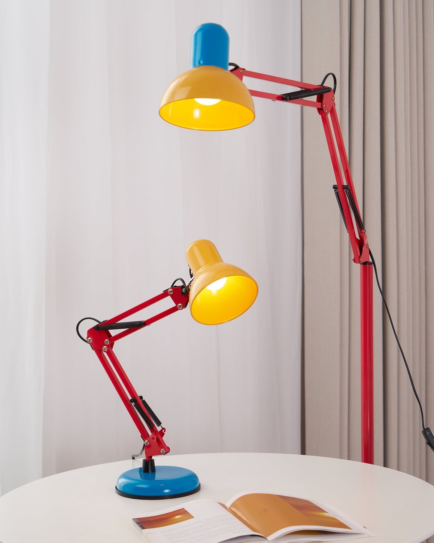 Adjustable Articulating Arm Table Lamp With Conical Shade
