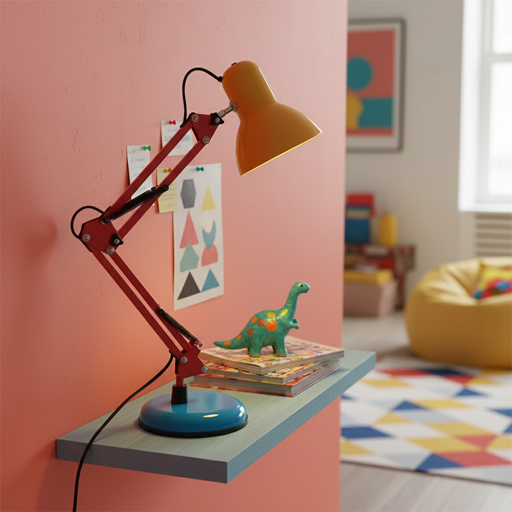 Adjustable Articulating Arm Table Lamp With Conical Shade