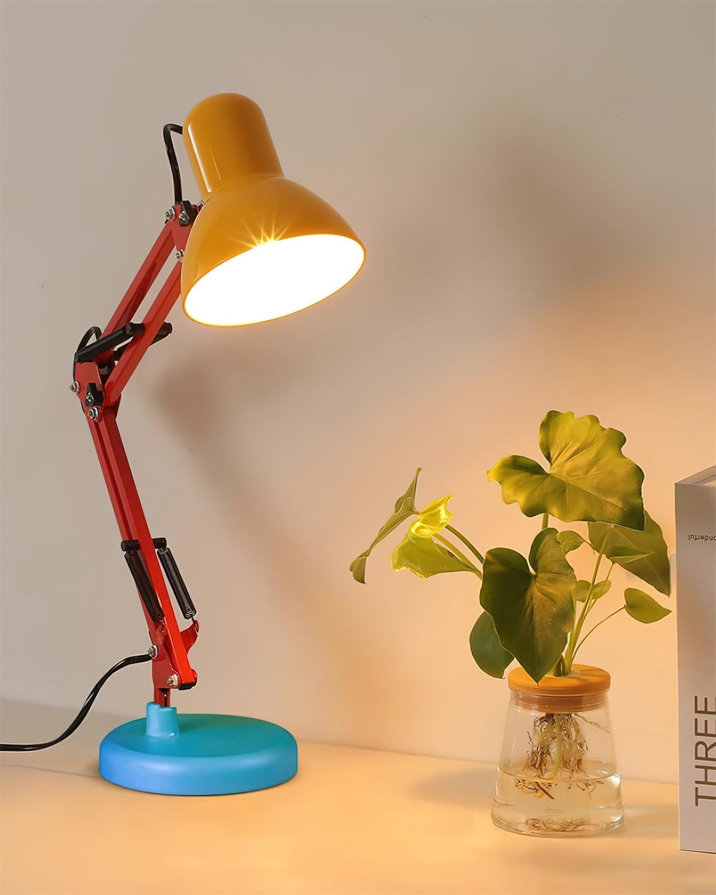 Adjustable Articulating Arm Table Lamp With Conical Shade