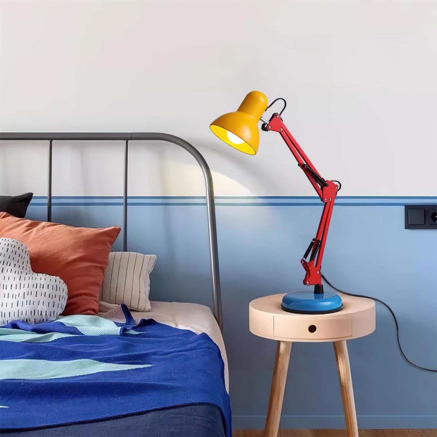 Adjustable Articulating Arm Table Lamp With Conical Shade